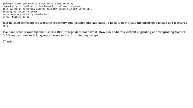 DevOps & SysAdmins: php-mbstring no package available on RHEL6? смотреть онлайн