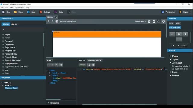 How to use Javascript editor in Bootstrap Studio смотреть онлайн