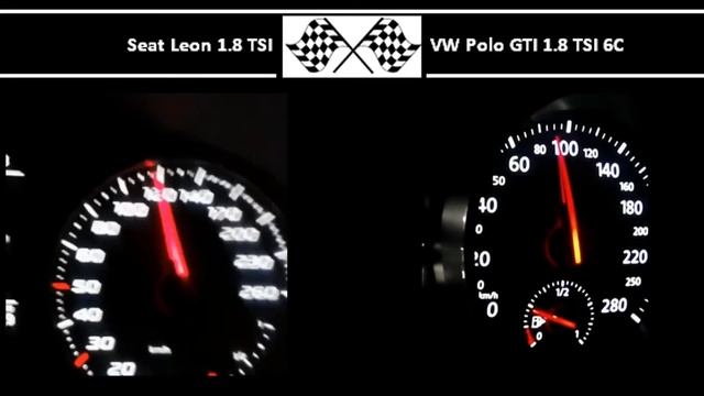 Seat Leon 1 8 TSI VS. VW Polo GTI 1 8 TSI 6C - Acceleration 0-100km/h смотреть онлайн