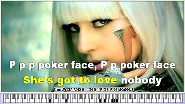 Poker Face in the style of Lady Gaga karaoke video with lyrics on the screen смотреть онлайн
