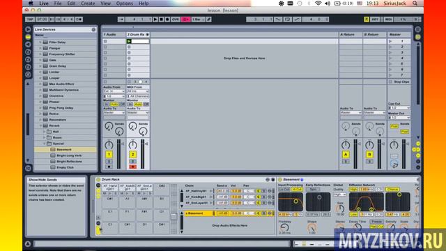 Ableton Live. Посылаем Drum Rack на...