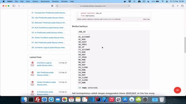 #03.e - Eliminasi nilai Redudansi dengan Distinct | BELAJAR RDBMS ORACLE 18C смотреть онлайн