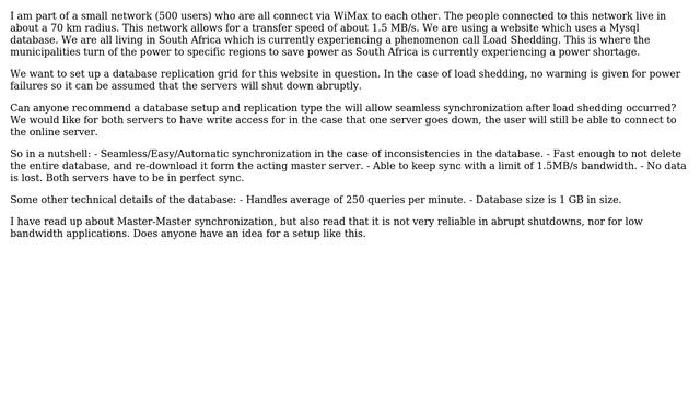Databases: Best database replication technique for a very unstable (power wise) network смотреть онлайн