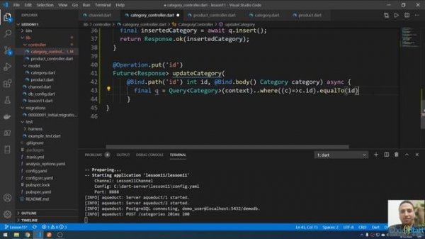 16- Dart Server & REST API with Aqueduct - Insert, Update and Delete Category