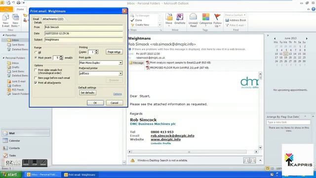Thread Print from Outlook with Kappris смотреть онлайн