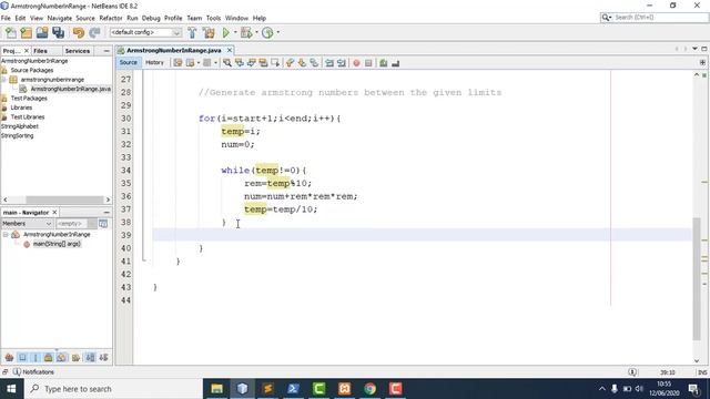 A program to find Armstrong numbers between a given range | Java NetBeans смотреть онлайн