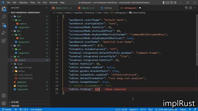 prepare & configure (dark mode), plugins need - vs code for rust development - by impl Rust смотреть онлайн