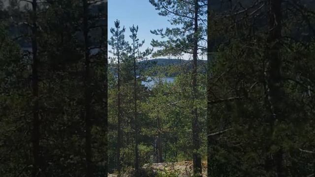 Обзорный вид с каменных утесов на залив Кирьявалахти (Kirjavalahti) смотреть онлайн