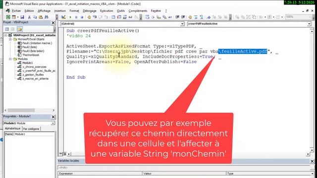 24 Macros VBA Excel créer un fichier pdf avec la feuille active, choisir son nom et le répertoire смотреть онлайн
