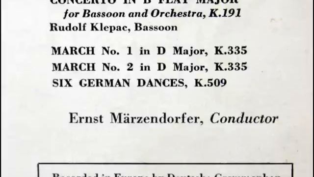 Rudolf Klepac: Bassoon Concerto in B flat major, K. 191 - Movement 3 (Mozart) - 1956 Recording смотреть онлайн