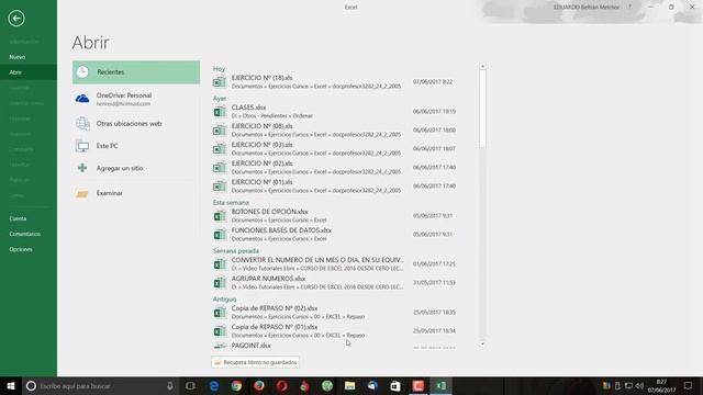 CURSO DE EXCEL 2016 DESDE CERO LECCION 38 RECUPERAR UN DOCUMENTO DE EXCEL 2016, NO GUARDADO смотреть онлайн