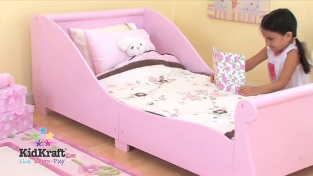 KidKraft Pink Sleigh Toddler Bed смотреть онлайн