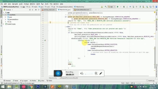 SMS Permission Run time Android Studio смотреть онлайн