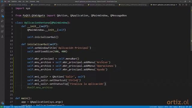 Python Curso V2: 409 2/3 Crear una Barra de Menú para una Ventana Principal (QMainWindow) смотреть онлайн