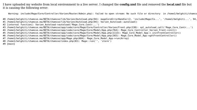 Warning: include(Mage/Core/Controller/Varien/Router/Admin.php): failed to open stream: No such file смотреть онлайн