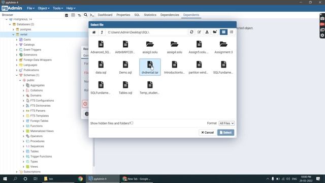 How to import tar file in pgAdmin4 or PostgreSQL смотреть онлайн