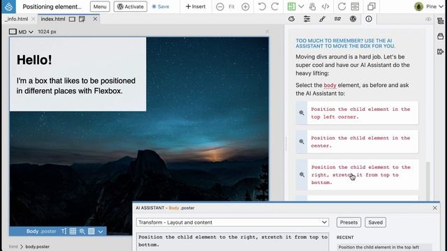 AI Assistant Flexbox positioning with bonus jokes - Interactive tutorial смотреть онлайн