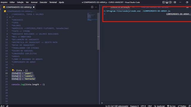 CURSO DE JAVASCRIPT | PROPRIEDADE LENGTH | COMPRIMENTO DO ARRAY смотреть онлайн