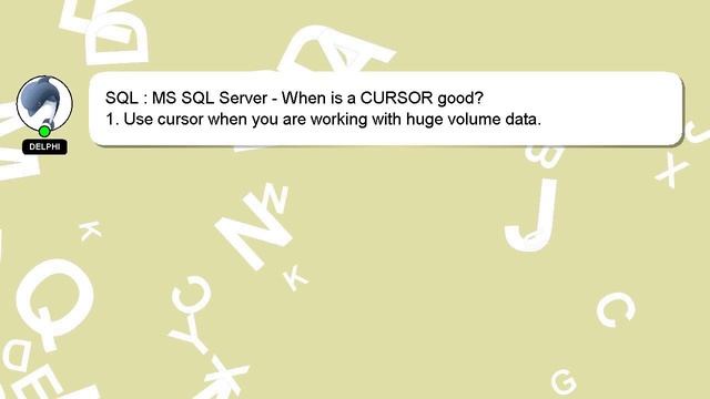 SQL : MS SQL Server - When is a CURSOR good? смотреть онлайн