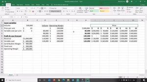 Sensitivity analysis in Excel