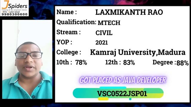 JSpiders Hyderabad JNTU | Student Testimonial | Got Placed As Java Developer смотреть онлайн