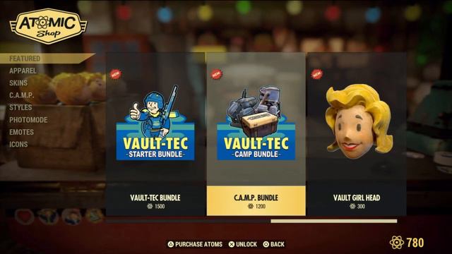 Vault-Tec Starter Bundle + Vault-Tec CAMP Bundle | Fallout 76 Atomic Shop | 4 April 2019