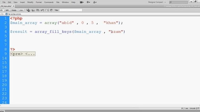 array_fill_keys : array function : php bangla video tutorial смотреть онлайн