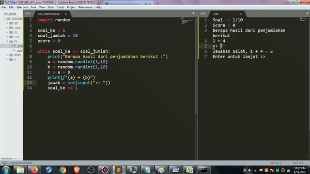 Ngoding Game, Quis Penjumlahan || Python смотреть онлайн