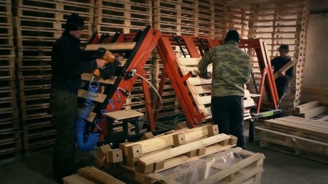 Просто и легко! Полный процесс сборки поддонов с помощью Комплексной линии сборки поддонов PalletPro