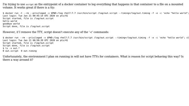 Unix & Linux: script doesn't execute commands without tty смотреть онлайн