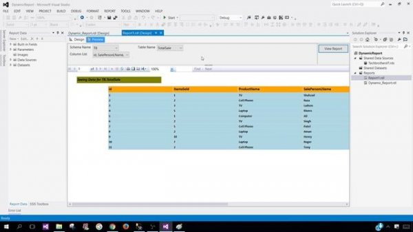 How to create SSRS Report Dynamically with Dynamic Schema, Dynamic Table Name and Dynamic Columns