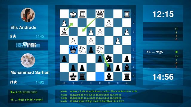 Chess Game Analysis: Elis Andrade - Mohammad Sarhan : 0-1 (By ChessFriends.com) смотреть онлайн