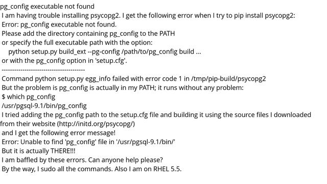 pg_config executable not found смотреть онлайн
