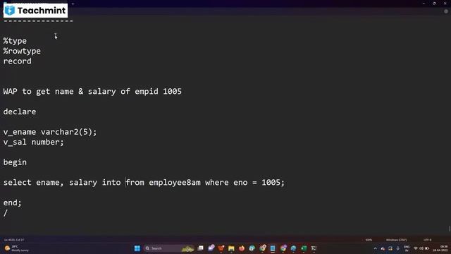Oracle Basic Program and PLSQL Datatypes смотреть онлайн