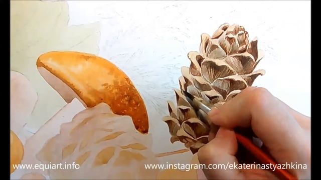 как рисовать кедровую шишку смотреть онлайн