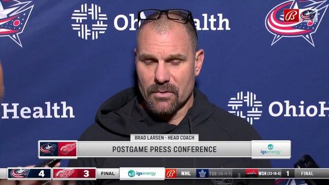 Brad Larsen reflects on the Blue Jackets' win tonight against the Red Wings смотреть онлайн