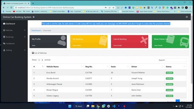 Online Car Booking System in PHP 2023 || Code Camp BD #onlineCarBooking #onlineCar смотреть онлайн