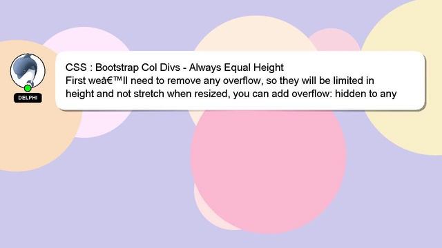 CSS : Bootstrap Col Divs - Always Equal Height смотреть онлайн