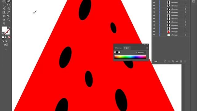 Как нарисовать простую мультяшную иллюстрацию арбуза в Adobe Illustrator. Watermelon illustration. смотреть онлайн