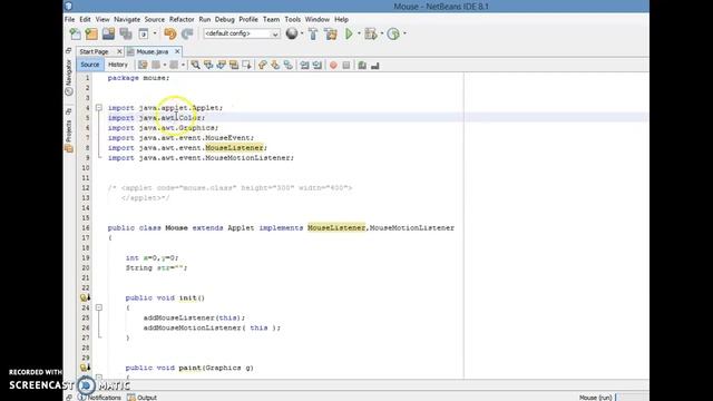 Mouse Events In Java