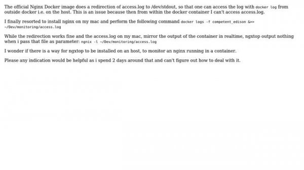 How to monitor nginx running on a docker container with ngxtop running on my mac host?
