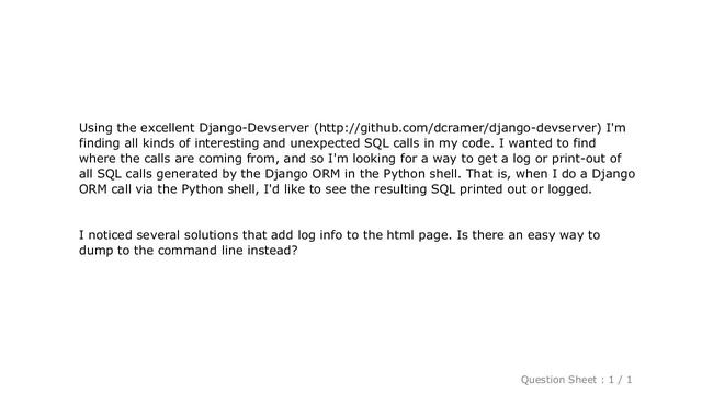 Django : Django: show/log ORM sql calls from python shell смотреть онлайн