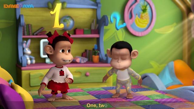 Five Little Monkeys Jumping on the Bed| Nursery Rhymes and Baby Songs | Dave and Ava смотреть онлайн