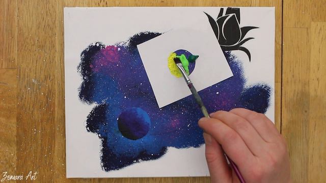 Rose Galaxy - Double Exposure Acrylic Painting for Beginners - Step by Step - Satisfying ASMR #38 смотреть онлайн