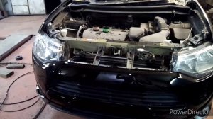 Как снять решётку  радиатора Бампер передний  на Мицубиси Аутлендер Mitsubishi outlander