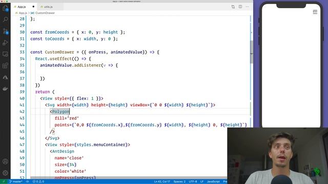 Custom React Native Drawer animation with SVG and Masked View смотреть онлайн