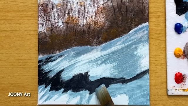 How to Draw a Winter Morning / Acrylic Painting for Beginners смотреть онлайн