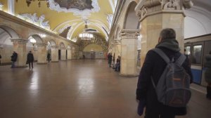 Russia, Moscow, metro ride from Комсомо́льская to Ку́рская