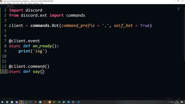 КАК НАПИСАТЬ СВОЕГО self bot для DISCORD на PYTHON? смотреть онлайн