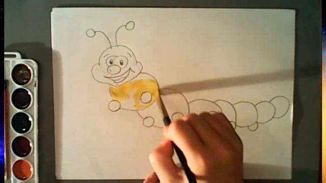 How to draw Worm for kids.Drawing and coloring Worm. рисуем червяка смотреть онлайн